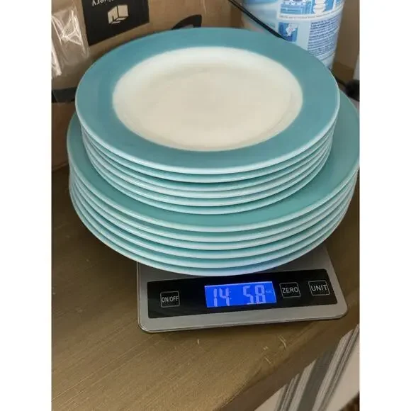 12 Pyrex Vintage Milk Glass Plates Teal Aqua Blue Dinnerware 6 Small 6 Large